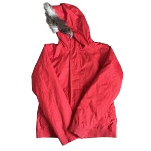 Burton Ski Jacket Womens Hot Pink Tabloid Dry Ride Hooded Faux Fur Medium *